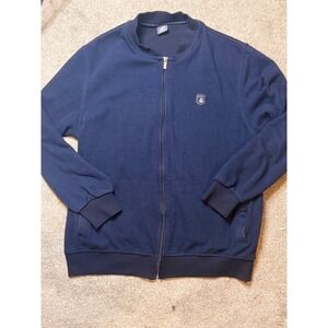 Kerver Yachting‎ XXL Mens Full Zip Jacket Blue Anchor Logo Knit Bomber Sweater
